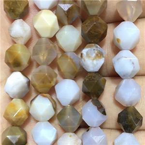 natural agate beads, faceted round, approx 8mm dia