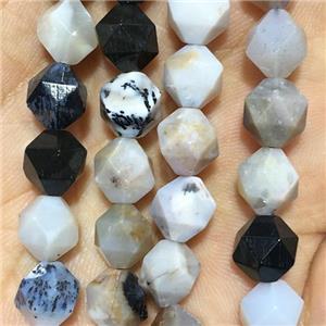 parral Dendrite Agate beads, faceted round, approx 8mm dia