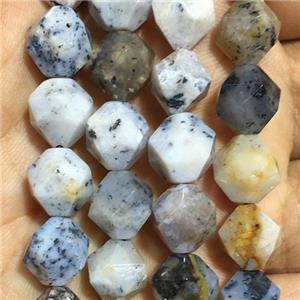 Brazilian Moss Agate Beads, faceted round, approx 8mm dia