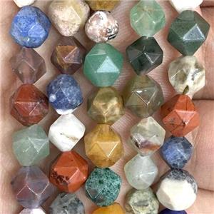 mixed Gemstone Beads, faceted round, approx 10mm dia