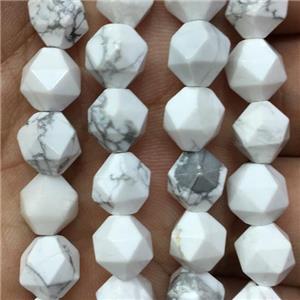 white Howlite Turquoise Beads, faceted round, approx 8mm dia
