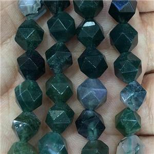 Moss Agate Beads, faceted rounnd, approx 10mm dia