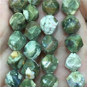 green Rhyolite Beads, faceted round, approx 10mm dia