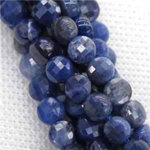 blue Sodalite beads, faceted circle, approx 6mm dia