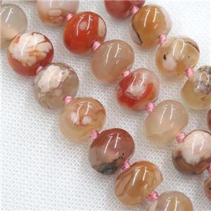 peach Cherry blossom Agate beads, rondelle, approx 16mm