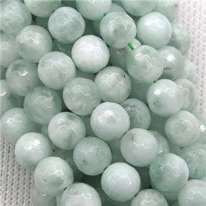 Natural Green Snowflake Angelite Beads Faceted Round, approx 8mm dia