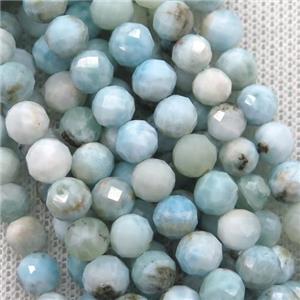 Larimar Beads, faceted round, approx 5mm dia