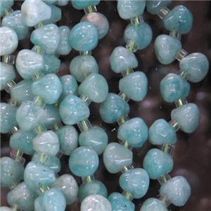 green Russian Amazonite beads, top-drilled, approx 7mm