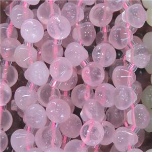 Rose Quartz teardrop beads, top-drilled, approx 7mm