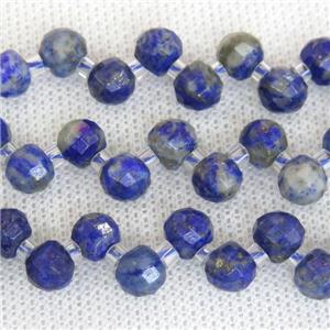 blue Lapis Lazuli beads, faceted teardrop, top-drilled, approx 7mm