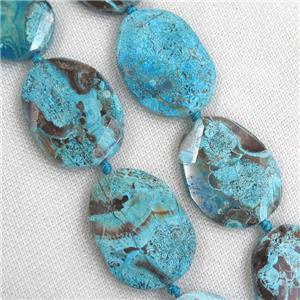 blue Ocean Jasper slab beads, faceted freeform, approx 30-42mm