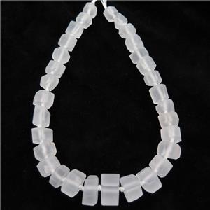 Clear Quartz rondelle beads, graduate, matte, approx 12-20mm