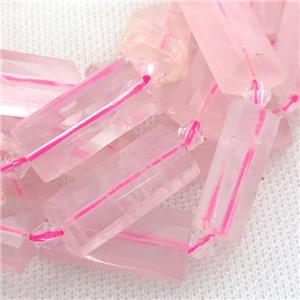 Rose Quartz Beads, faceted rectangle, approx 14-28mm