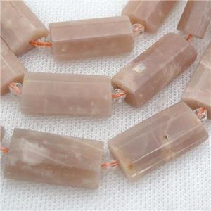 peach MoonStone Beads, faceted rectangle, approx 14-28mm