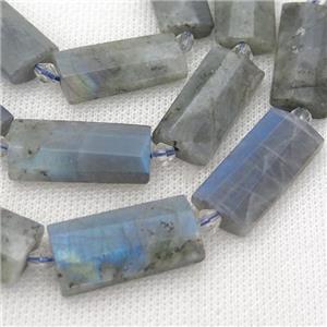 Labradorite Beads, faceted rectangle, approx 14-28mm