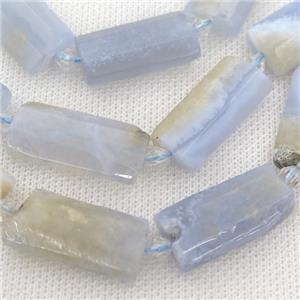 Blue Lace Agate beads, faceted rectangle, approx 14-28mm