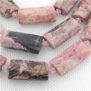 pink Rhodonite Beads, faceted rectangle, approx 14-28mm