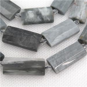 gray Hawkeye Stone Beads, faceted rectangle, approx 14-28mm