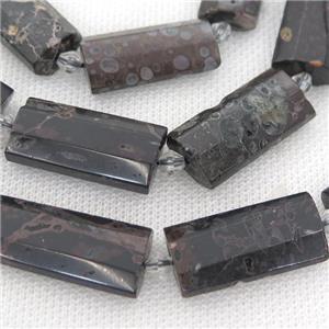plum blossom Jasper Beads, faceted rectangle, approx 14-28mm