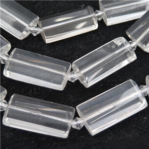 Clear Quartz Beads, faceted rectangle, approx 14-28mm