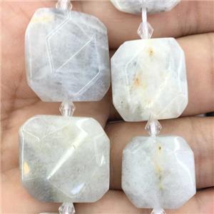 white MoonStone square Beads, approx 15x15mm