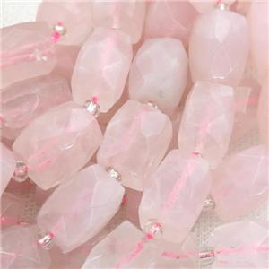 Rose Quartz Beads, faceted Cuboid, approx 12-16mm