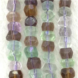 Fluorite Beads, faceted rondelle, approx 5-9mm