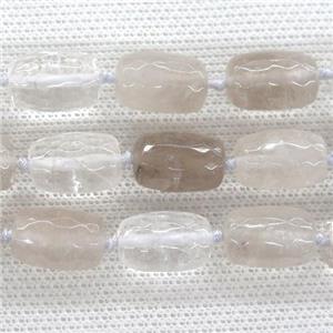 Clear Quartz beads, faceted barrel, approx 10-14mm