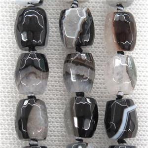 white Agate Druzy beads, faceted barrel, approx 9-11mm
