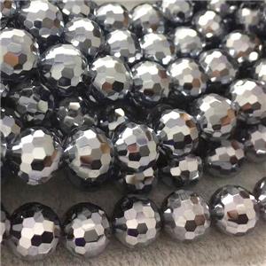 Terahertz Stone Beads, faceted round, approx 10mm dia