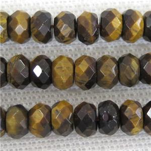 Tiger eye stone beads, faceted rondelle, approx 5x8mm