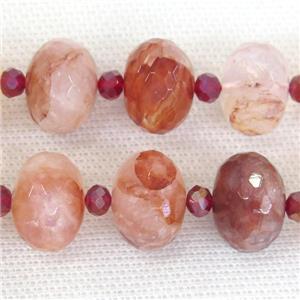 red Iron Quartz beads Ferruginous faceted rondelle, approx 13-18mm