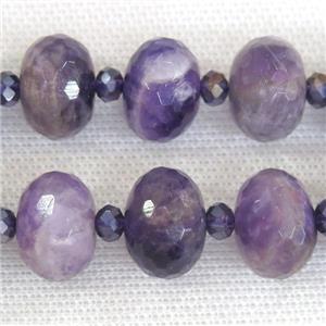 Dogtooth Amethyst Beads, faceted rondelle, approx 13-18mm