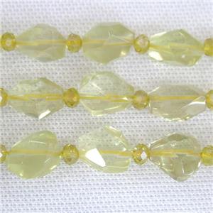Lemon Quartz Beads, freeform, approx 13-20mm