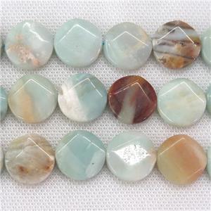 Chinese Amazonite beads, faceted circle, approx 18mm