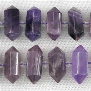 purple Amethyst bullet beads, approx 12-28mm