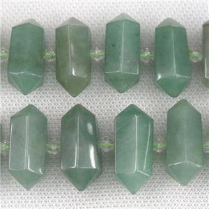 green Aventurine bullet beads, approx 12-28mm
