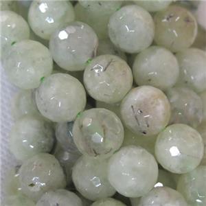 round faceted Prehnite Beads, approx 10mm dia