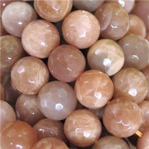 orange MoonStone Beads, faceted round, approx 6mm dia