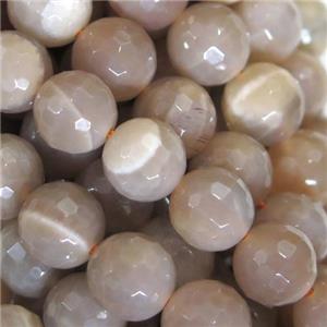 grey MoonStone Beads, faceted round, approx 6mm dia