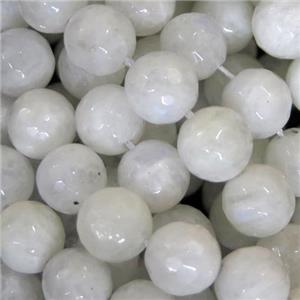 faceted round White MoonStone Beads, approx 10mm dia
