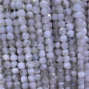 faceted white MoonStone cube beads, approx 4x4mm