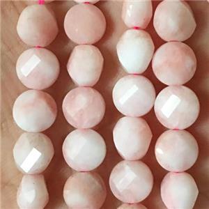 pink opal stone beads, faceted circle, approx 8mm dia
