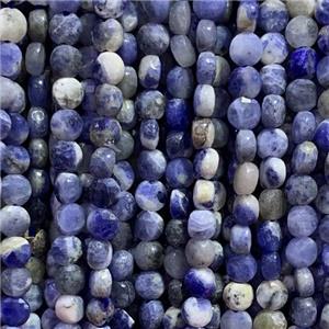 blue Sodalite Beads, faceted circle, approx 6mm dia