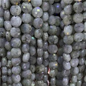 Labradorite Beads, faceted circle, approx 8mm dia