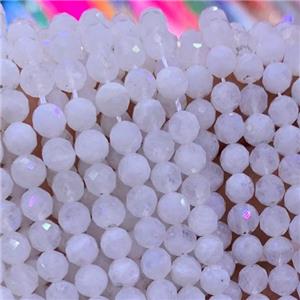 faceted round White MoonStone Beads, approx 5mm dia