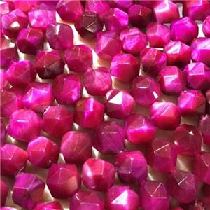 hotpink Tiger eye stone beads, star-cutting, approx 8mm dia