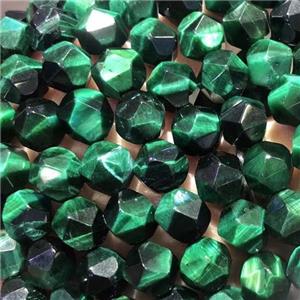 green Tiger eye stone beads, star-cutting, approx 6mm dia