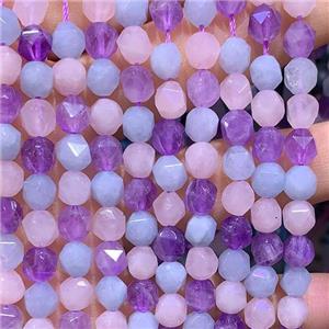 mix Gemstone Beads, star-cutting, approx 6mm dia