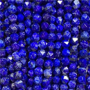 blue Lapis Lazuli Beads, star-cutting, approx 8mm dia